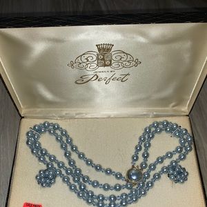 Vintage blue pearl necklace.